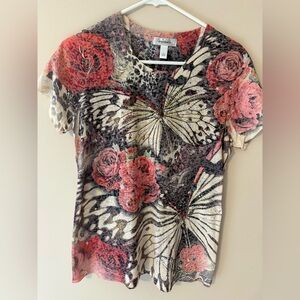 Vintage Dress Barn Gold Studded Butterfly Shirt